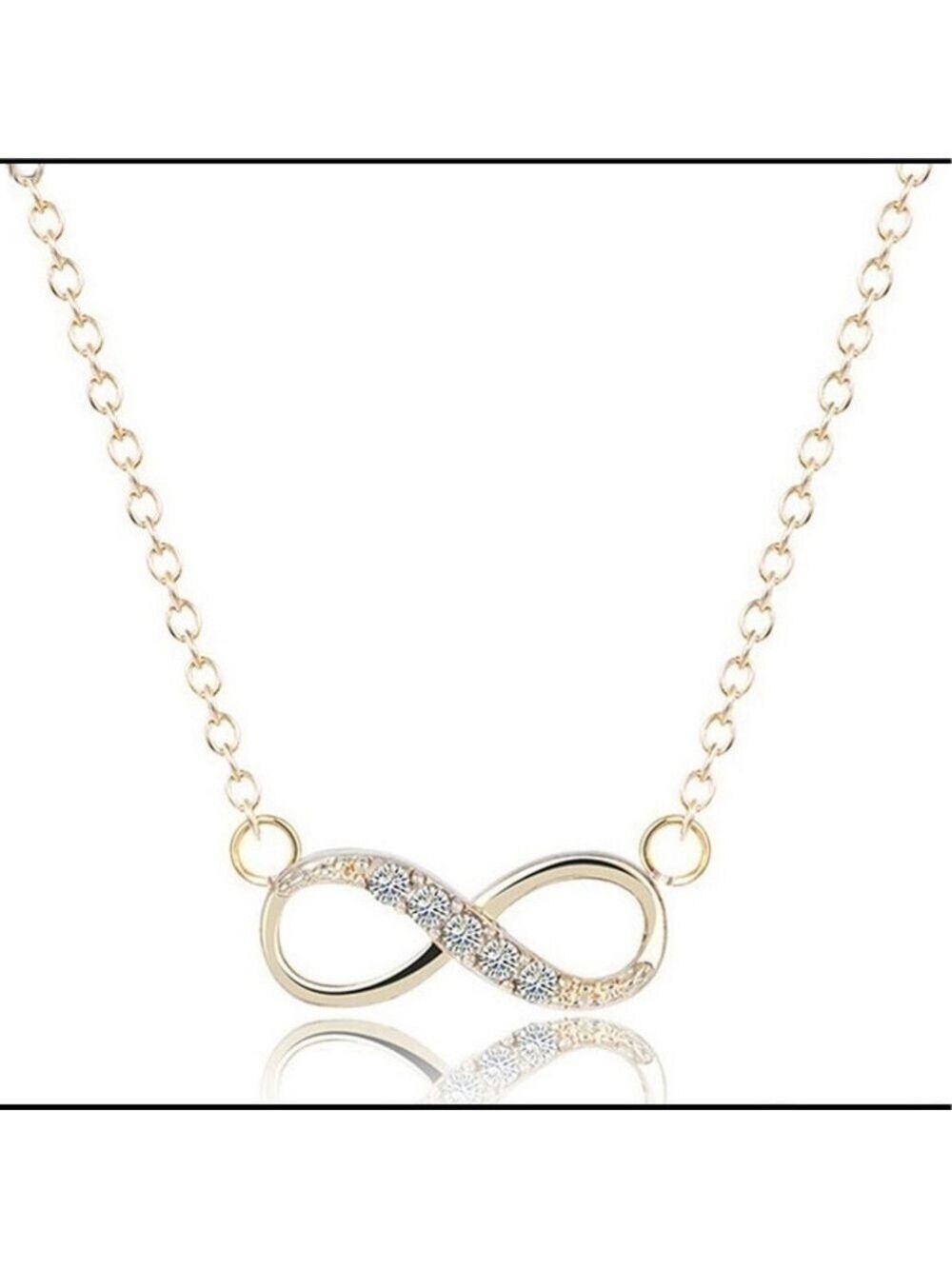 GOLD Plated Crystal Infinity Necklace